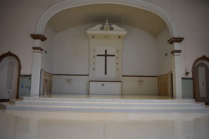 Intricate custom terrazzo design - Mt Carmel Church